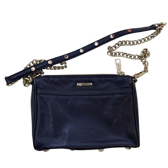 Rebecca Minkoff Handbags - Rebecca Minkoff Womens Leather Mini M.A.C Navy Blue Crossbody Clutch Bag